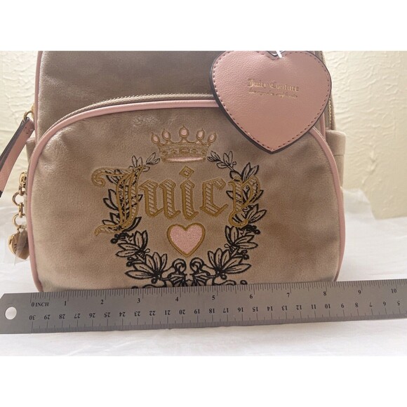 JUICY COUTURE Pink POWDER Blush HERITAGE Embroidered VELOUR Bag BACKPACK - NWT main image 12